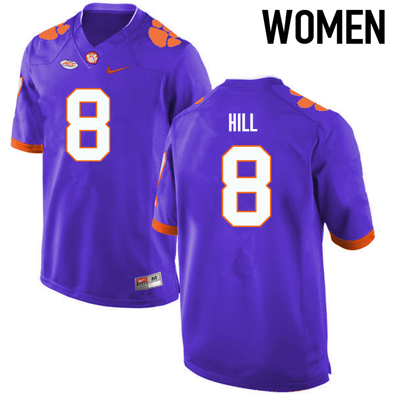 Women Clemson Tigers #8 Tye Hill College Football Jerseys-Purple